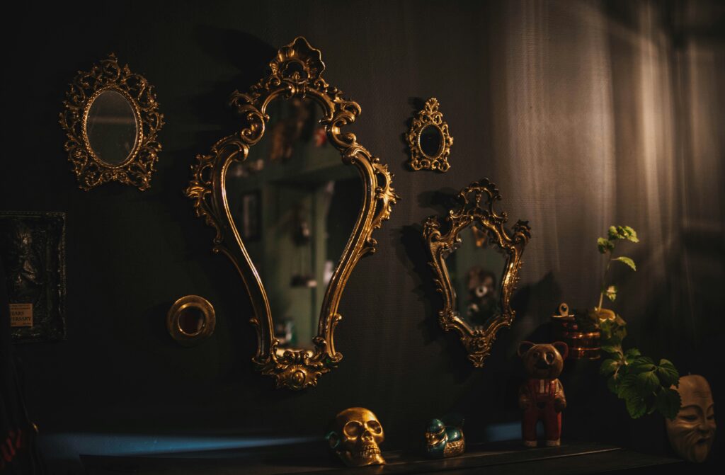 Ornate gold vintage mirror from the antique collection
